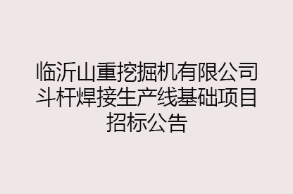 臨沂山重挖掘機有限公司斗桿焊接生產(chǎn)線基礎(chǔ)項目招標公告